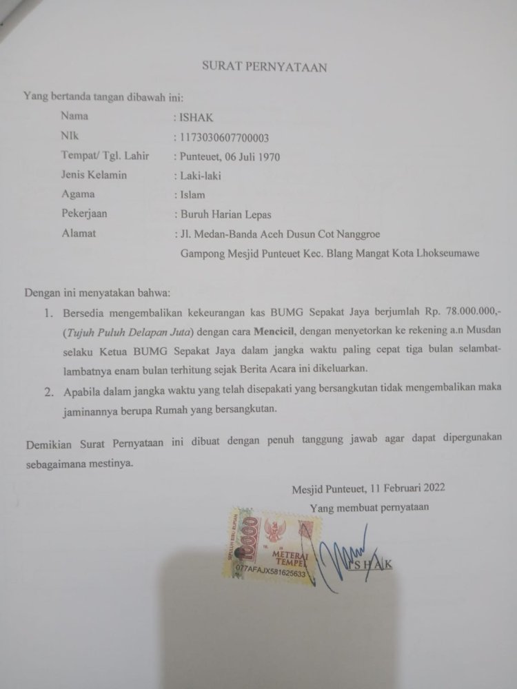 P2K Masjid Punteut Diduga Loloskan Mantan Kades yang Tak Penuhi Syarat Administrasi