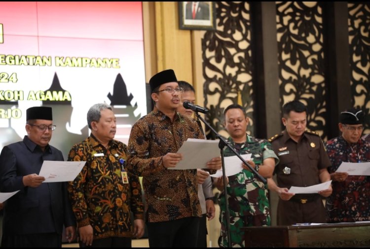 Bupati Sidoarjo Bersama Tokoh Lintas Agama Deklarasi Tolak Kampanye di Tempat Ibadah