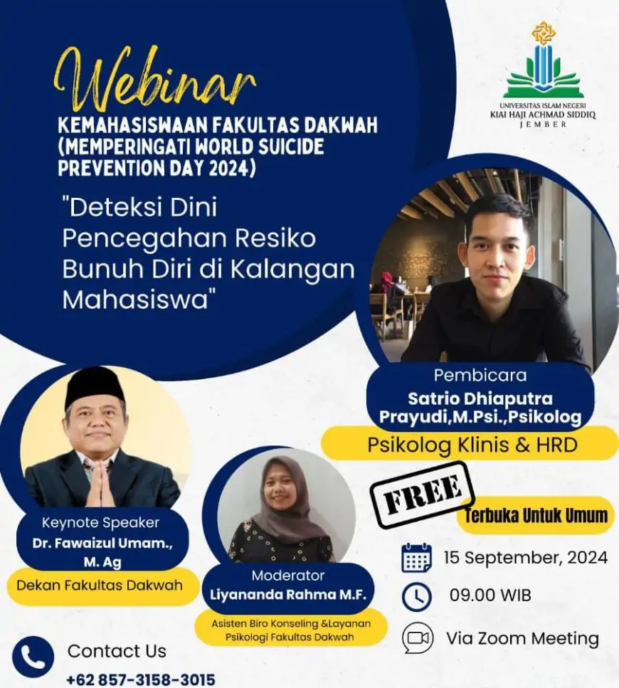 Bahaya Depresi dan Bunuh Diri di Kalangan Mahasiswa, Simak Webinar UIN KHAS Jember